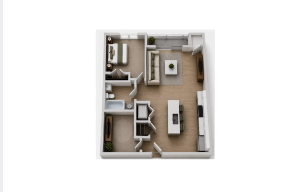Ivy - 1 bedroom floorplan layout with 1 bathroom and 777 square feet